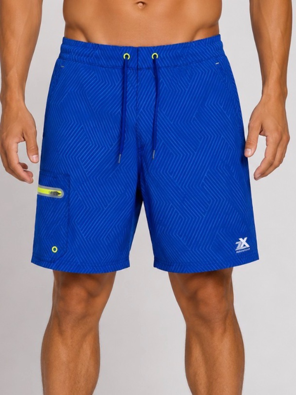 ZeroXposur Men’s Board Shorts Royal Blue Swim trunks with Yellow Accent NEW SZ S